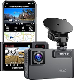 Kingslim D1 Pro 2K Dash Cam Front and Inside with Wi-Fi GPS - 2K/1080P Dual Car Camera Driving Recorder, Super Night Visio...