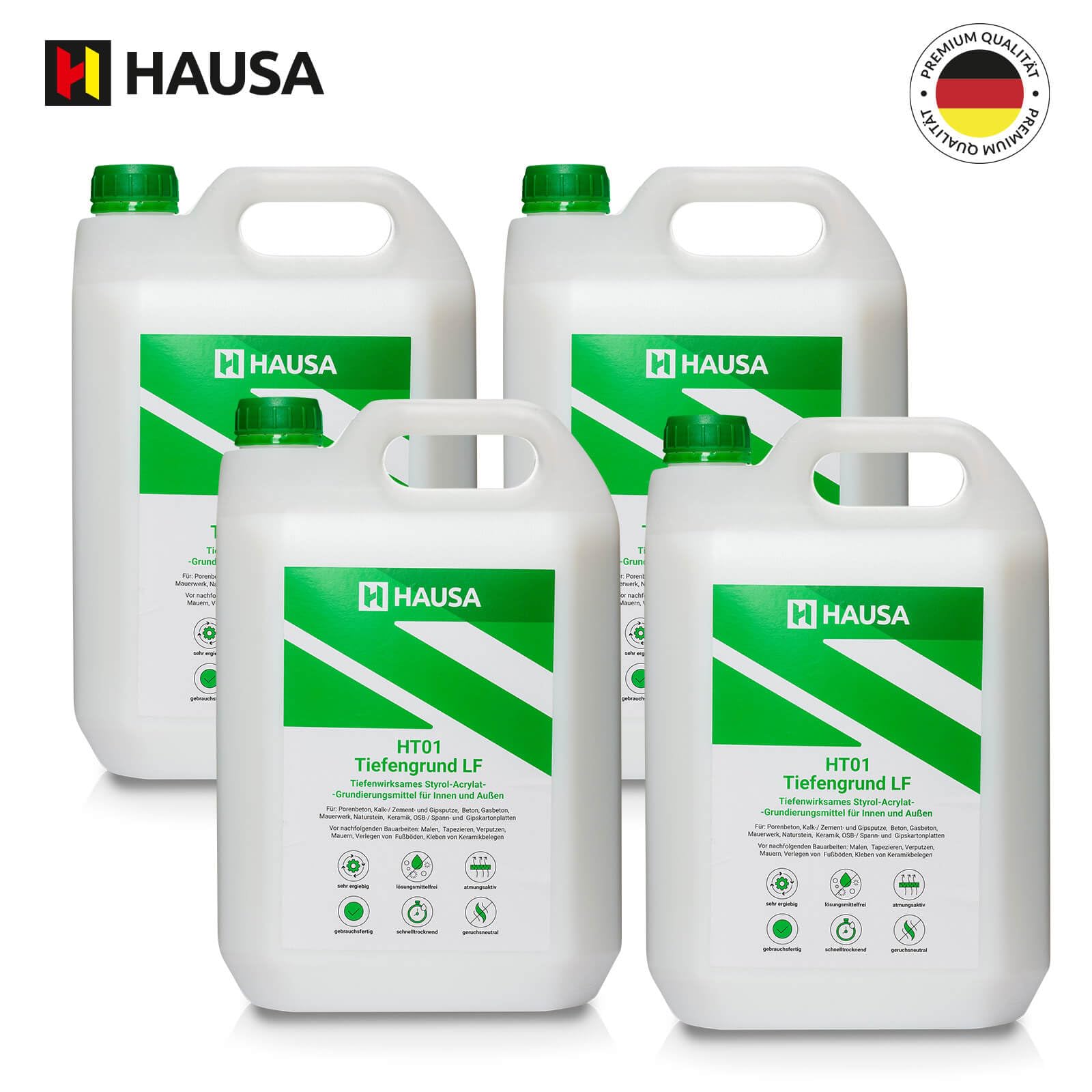 Hausa Tiefengrund LF 20L gebrauchsfertige Grundierung für Innen, Außen, Wand Boden Decke, verstärkt, gleicht Saugfähigkeit aus, Premium Haftgrund lösemittelfrei schnelltrocknend