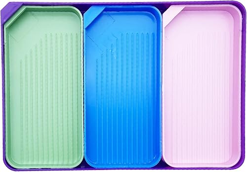 Juego de 4 bandejas grandes de herramientas y accesorios de pintura de diamantes con caja de almacenamiento de arte de diamantes, pinzas, pegamento