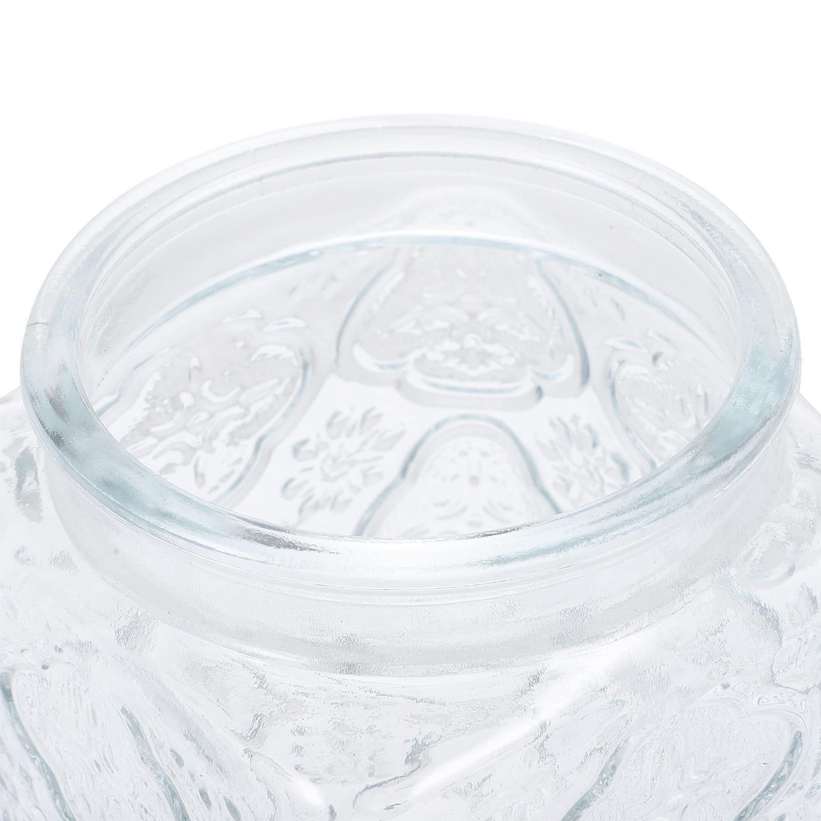 ULTECHNOVO 3 Piezas Tarro de Cristal Tapa de Bambú de 750ml Diseño de Flores en 3d, Frasco Hermético de Vidrio Resistente para Almacenar Cereales y Miel en Cocina o Restaurante