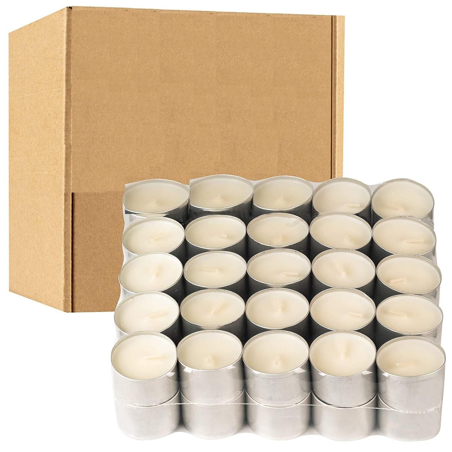 Świece tealight 100% czysty wosk, bezzapachowe, długo palące się podgrzewacze, czas palenia 9 godzin, białe bezzapachowe świece herbaciane (50 sztuk)