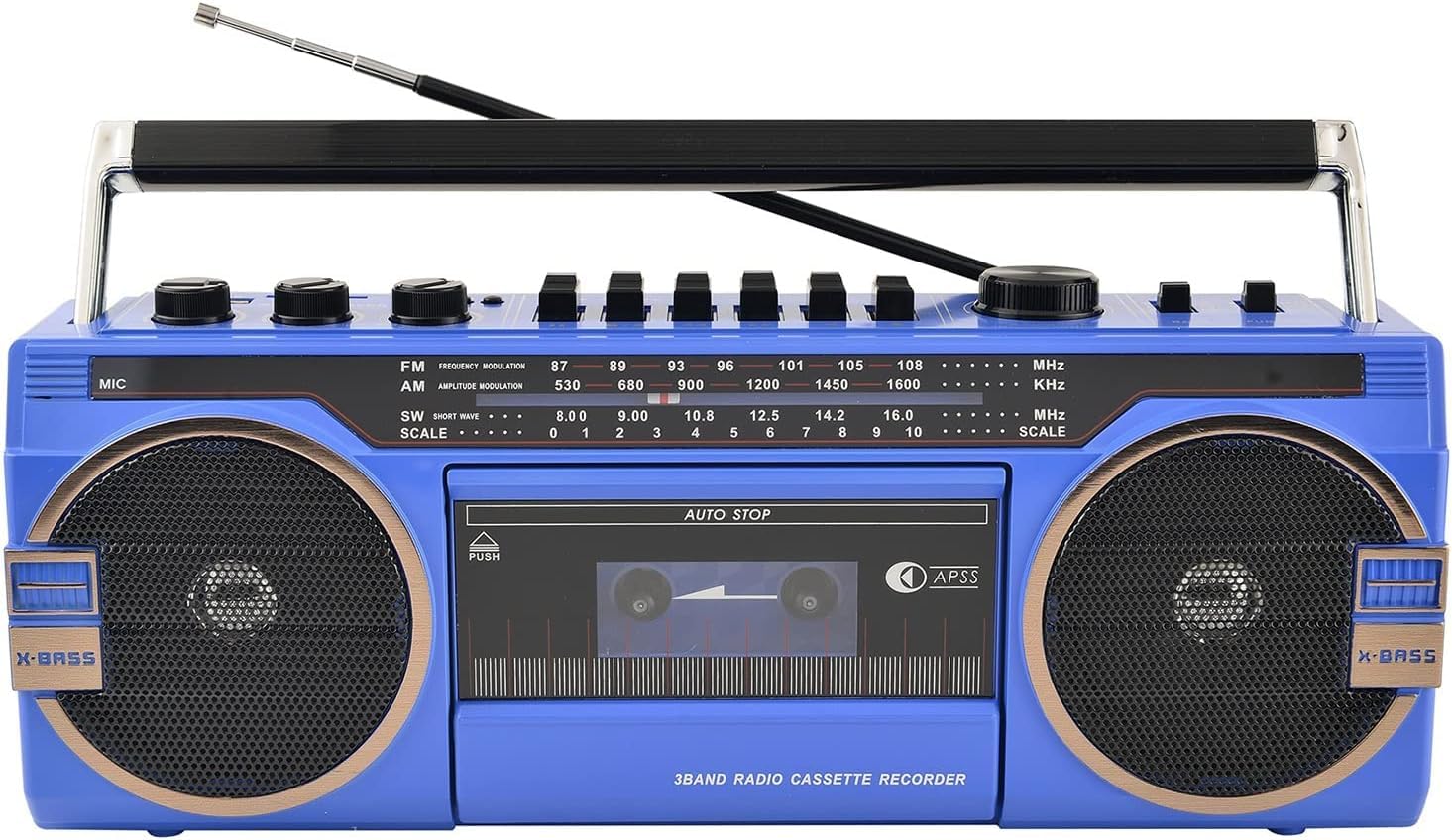 Lettore di Cassette Bluetooth, CD, Boombox, Radio Portatile con Altoparlante Stereo retrò, Riproduzione di Musica Tramite USB/Scheda TF e registratore, Stile Classico Anni '80.