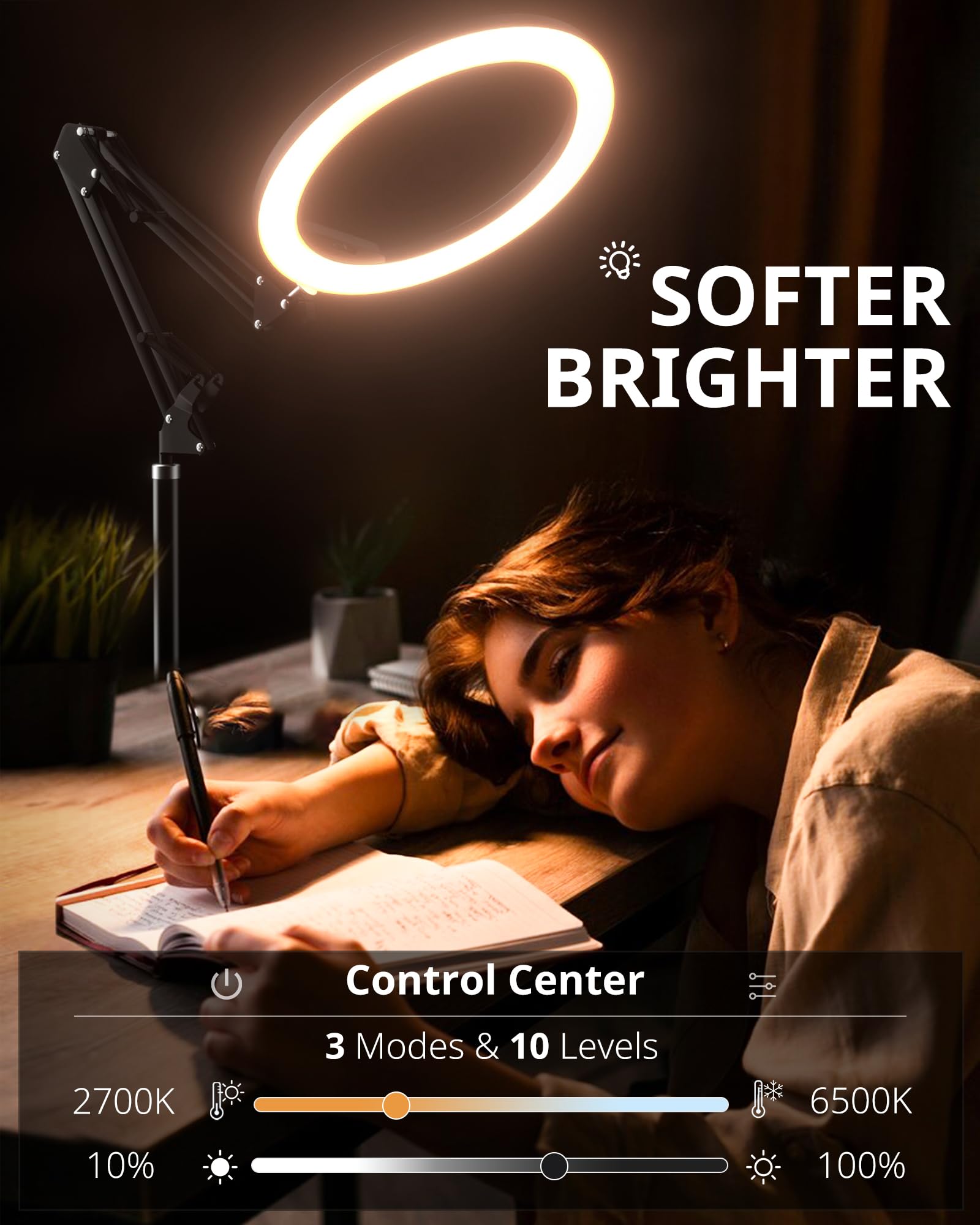 UBeesize Ringlicht mit Stativ, 12 Zoll Selfie Ringlicht Riemenscheibe Stil Verstellbarer Overhead Stativ Handy Ring Light mit Handyhalterung und Rollen für Videoaufnahmen, Live-Streaming, Kochen