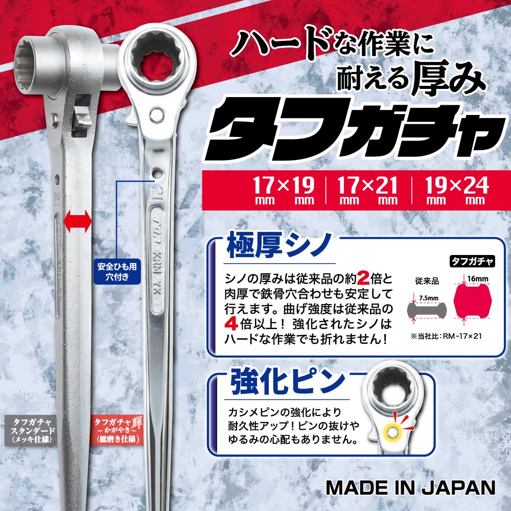 Amazon | トップ工業 (TOP) ラチェットレンチ タフガチャ 17x21mm