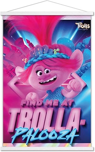 Trends International Trolls Band Together - Póster de pared de amapola, 22.37 x 34.00 pulgadas, paquete de impresión y colgador blanco