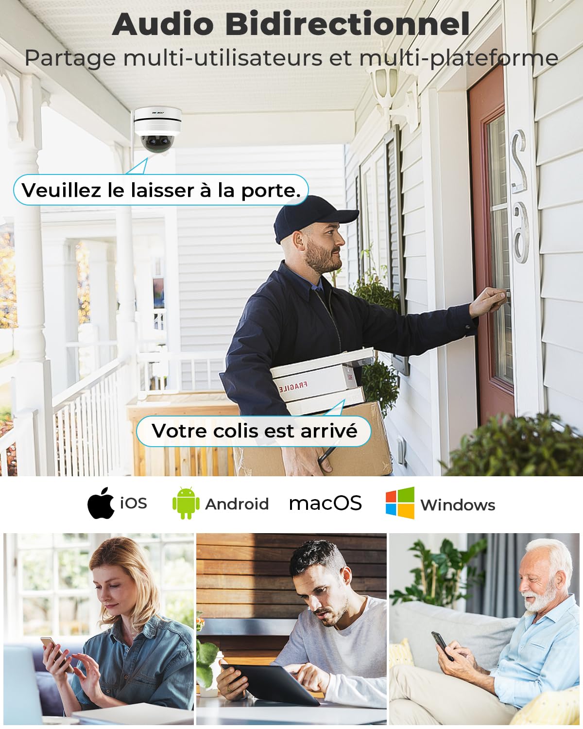 GENBOLT [Zoom Hybride 10X 2.5K Double Objectif POE WiFi Caméra Surveillance | Enregistrement 24/7,Caméra Surveillance IP Dôme PTZ 360°,Suivi Automatique,IP66 IP66 étanche,IK10 Antivandalisme(2.4/5GHz)