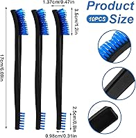 Vista 2 de Juego de 10 cepillos de limpieza de pistola de doble extremo, pequeños cepillos de alambre de acero inoxidable para detalles de grietas, cepillo