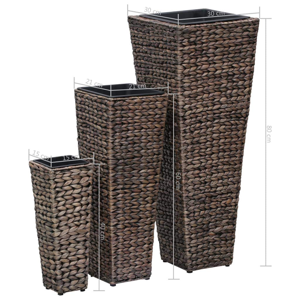vidaXL Hochbeet 3tlg. Wasserhyazinthe Dunkelbraun Blumentopf Pflanzkübel