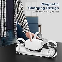 Vista 5 de AMVR - Base de carga mejorada con cable de carga USB-C para MetaOculus Quest 2, soporte para pantalla de auriculares y estación de montaje