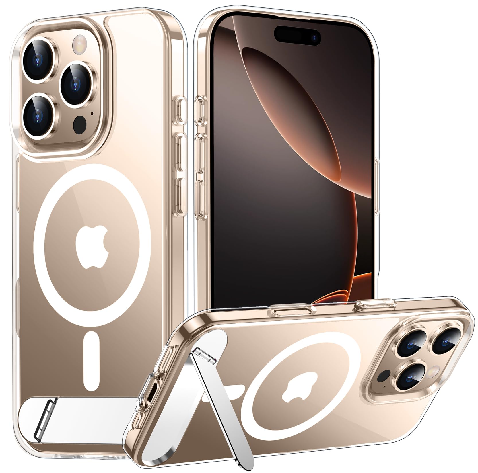 Temdan Magnetic Compatible with iPhone 16 Pro Max Case, [Built-in Invisible Kickstand][Compatible with MagSafe] [Military Grade Shockproof] Slim Thin Phone Case for iPhone 16 Pro Max 6.9"