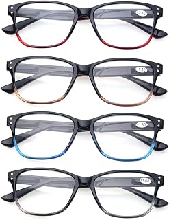 Reading Glasses 4 Pack Quality Spring Hinge Stylish Designed Men and Womens Glasses for Reading