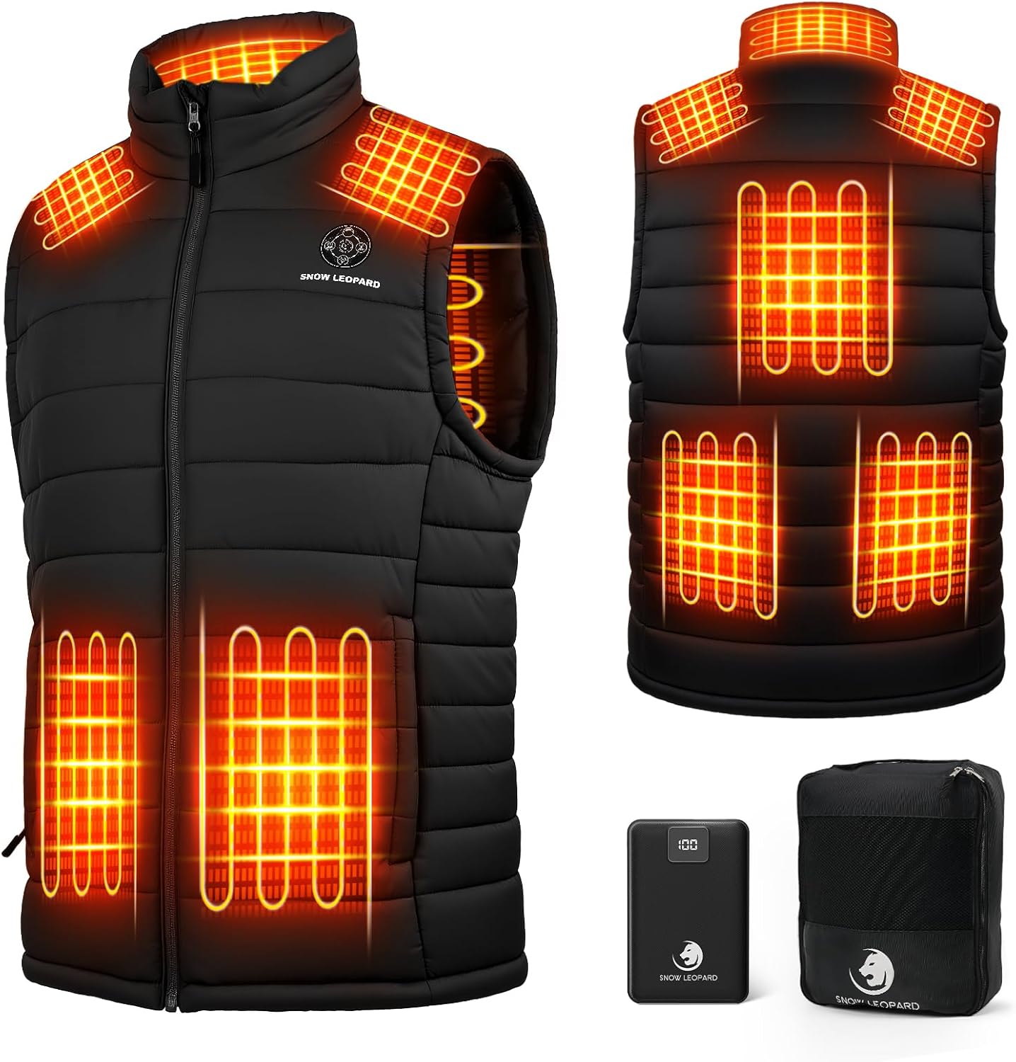 SNOW LEOPARD Heated Vest for Men with Battery Pack Included, 16000mAh 7.4V Rechargeable Men's Heated Vest