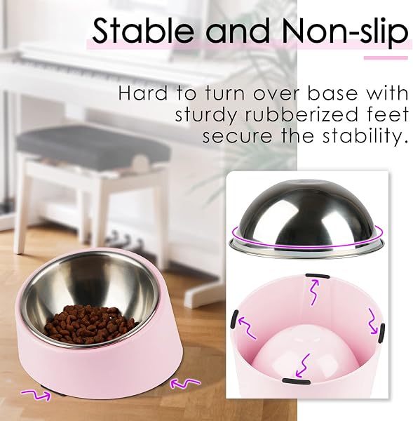 SuperDesign 犬 食器 猫 食器 ペット ボウル ステンレス 給食器 スタンド 傾斜がある 15度 食事をより気軽に メラミン製スタンド付き 滑り止め 取り外し可能 洗いやすい 食器洗濯機で洗える - 4