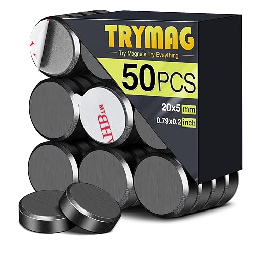 TRYMAG Imanes para manualidades con respaldo adhesivo, imanes redondos de disco de 0.79 pulgadas (0.787 in), imanes de cerámica circulares, imanes