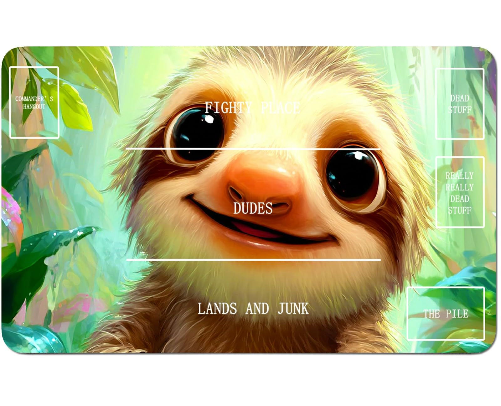 RWUTYTIUL for MTG Card Playmat 24 X 14 Inch with B Zone, Stitched Play Mat for Commander Board TCG RPG CCG Game Desktop Tablet Mouse Pad for Playing Accessories, Sloth Leaves