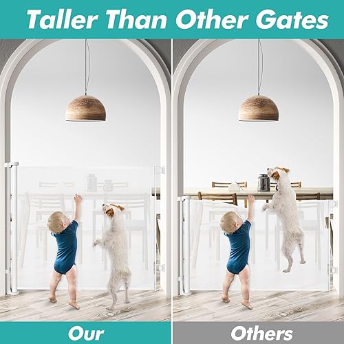 Miniatura 3 de Puerta retráctil extra alta de 42 pulgadas para bebé, puerta retráctil de 55 pulgadas de ancho, puerta retráctil para perros, puerta extra alta para
