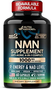 NMN Supplement - NMN w/ Resveratrol, TMG & Lycopene 1000mg - 60 Caps