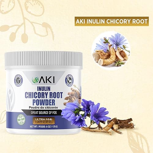 Miniatura 2 de AKI - Polvo de raíz de achicoria de inulina, ideal en fibra y nutrientes, ayuda a aumentar el nivel de rendimiento, se utiliza en café, batidos,