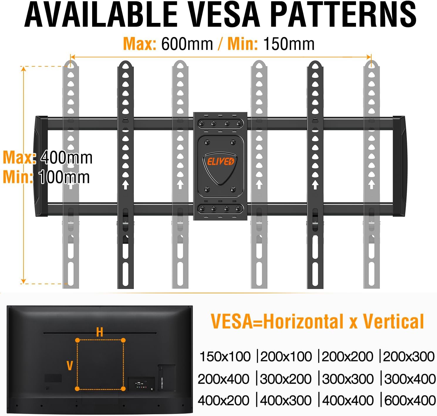 ELIVED Long Arm TV Mount for Most 37-75 Inch tv, Full Motion Wall Bracket with 29.5 inch Long Extension Articulating TV Wall Mount, Max VESA 600x400mm, Holds up to 88lbs, fits Wood Studs 12"-24".