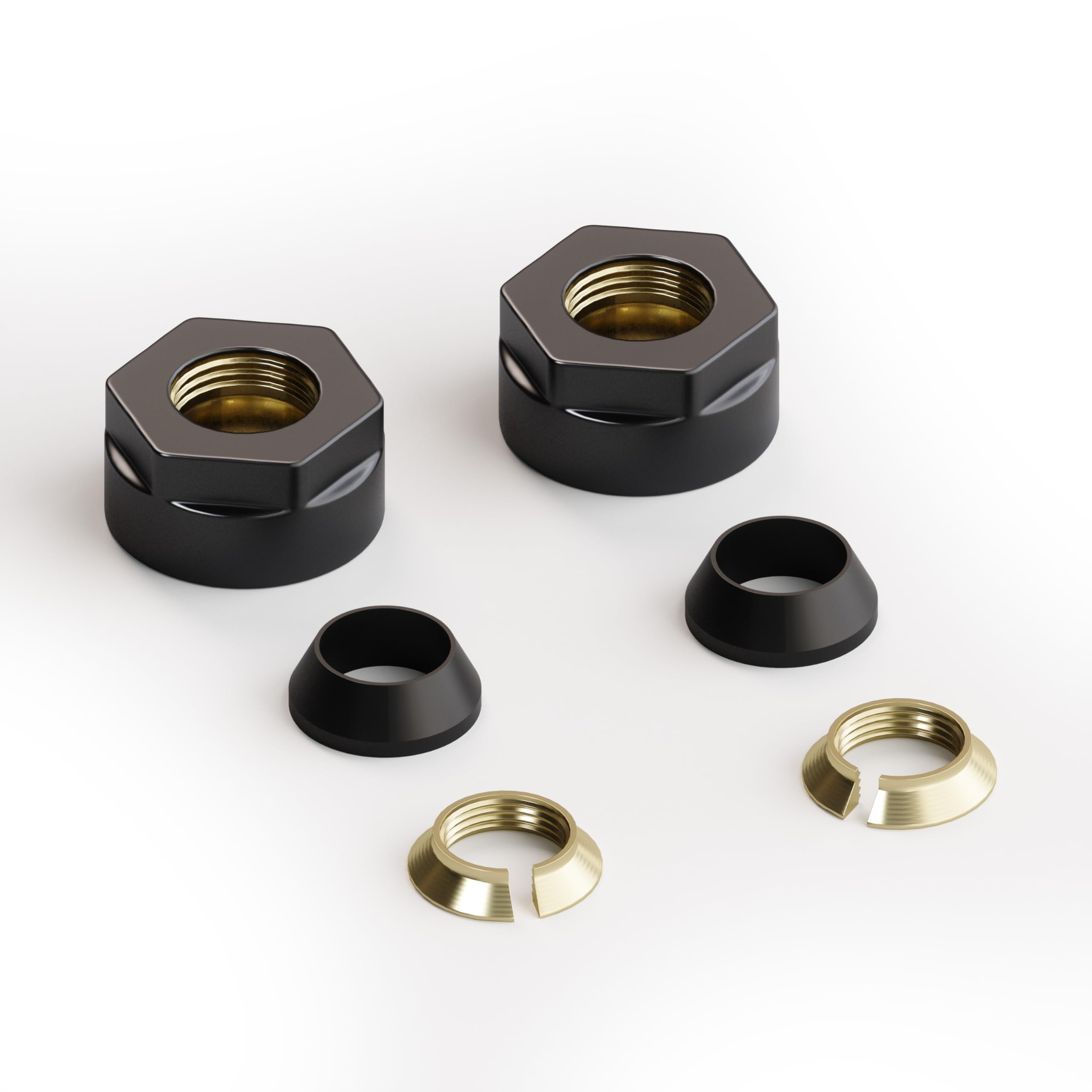 Aquabad® Kit de válvula acodada con Termostato para radiadores con conexión Central de 50mm, Negro Mate, Incluye adaptadores para Tubo de Cobre de 15mm y Tubo Multicapa de 16mm PEX