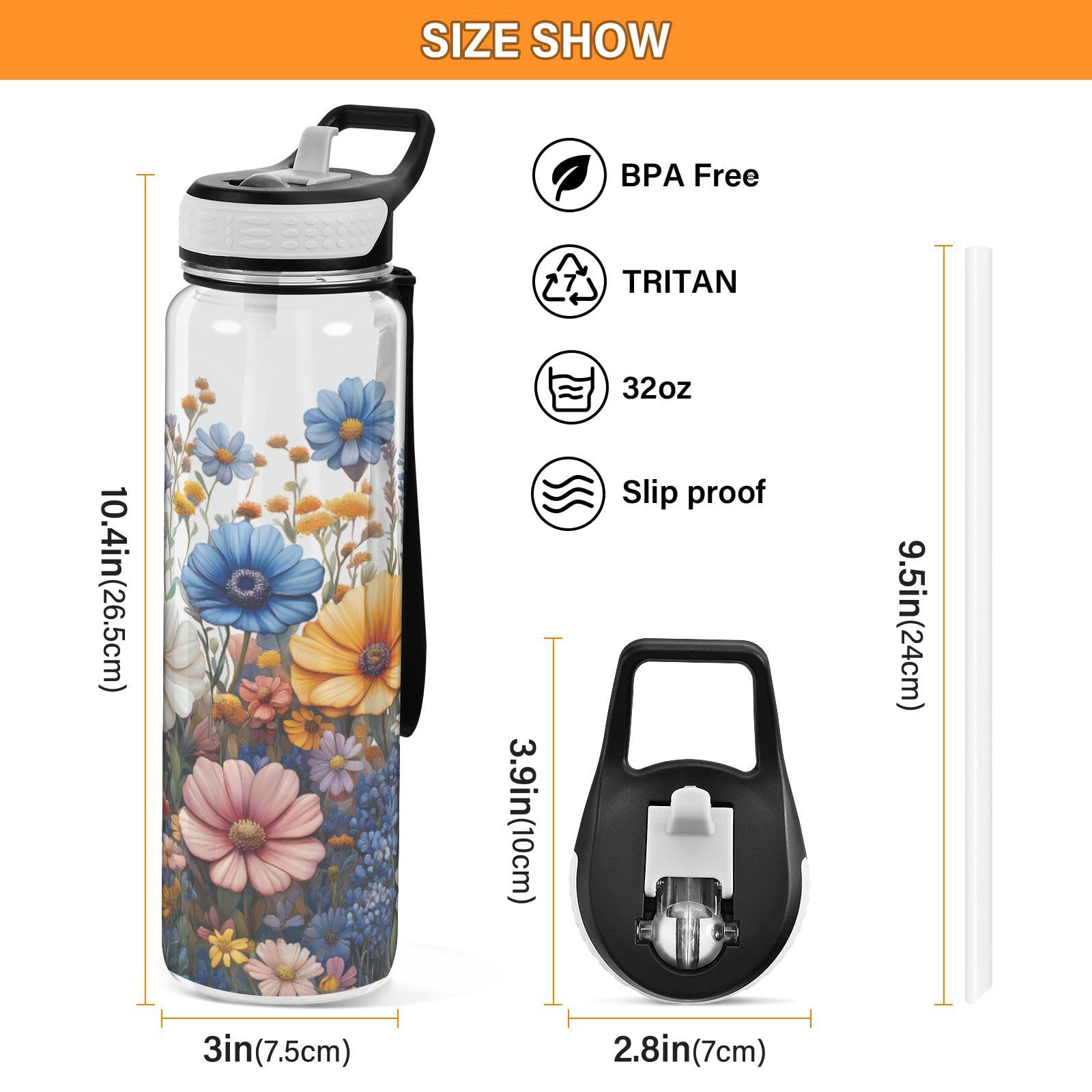 Amazon.com: ATTX Watercolor Garden Flowers Water Bottle, 32oz Leak