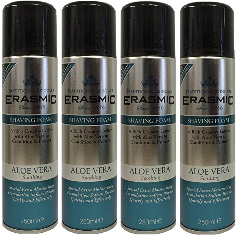 x4 Erasmic Traditional Skincare Shave Foam Aloe Vera Soothing 250ml