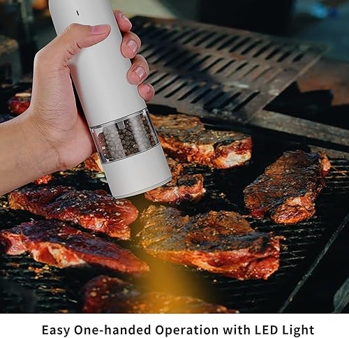 Miniatura 6 de Juego de 2 molinillo eléctrico de sal y pimienta, molinillo de pimienta y molinillo de sal recargable por USB, operación con una sola mano,