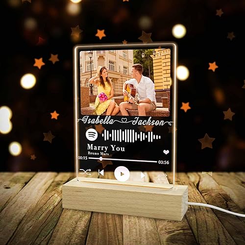 Placa personalizada de Spotify, regalo ideal para él  Placa acrílica Spotify regalos de cumpleaños para mujeres  Canción acrílica personalizada con