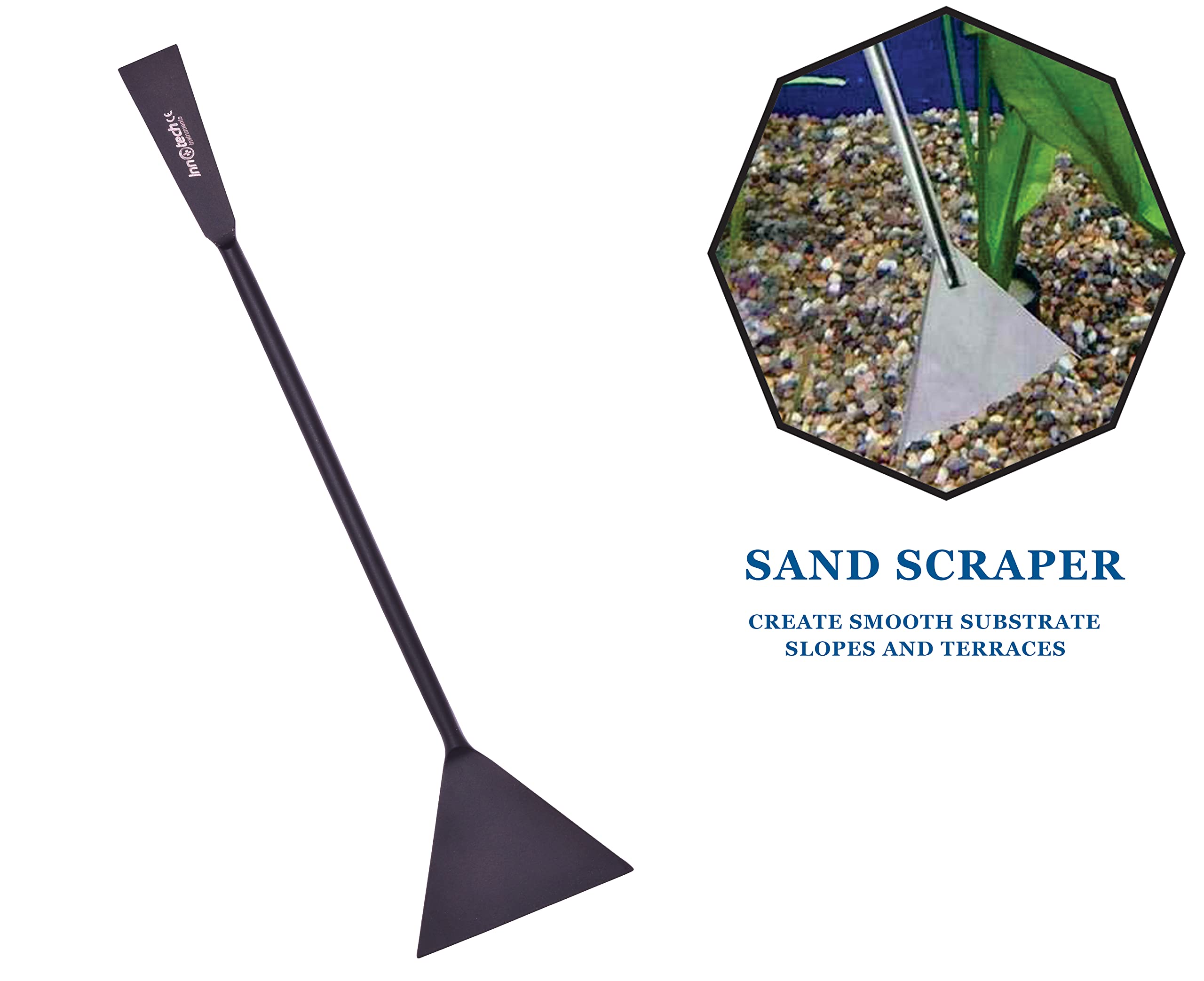 Innotech - Kit de limpieza para acuarios, color negro, juego completo de herramientas para el cuidado del terrario, 5 unidades de acero inoxidable, con estuche de 25 cm