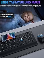 OMOTON Ergonomikus Vezeték Nélküli Billentyűzet-Egér Szett QWERTZ Német Kiosztással, Csuklótámasszal, Állvánnyal, PC/Windows Kompatibilis, F 4