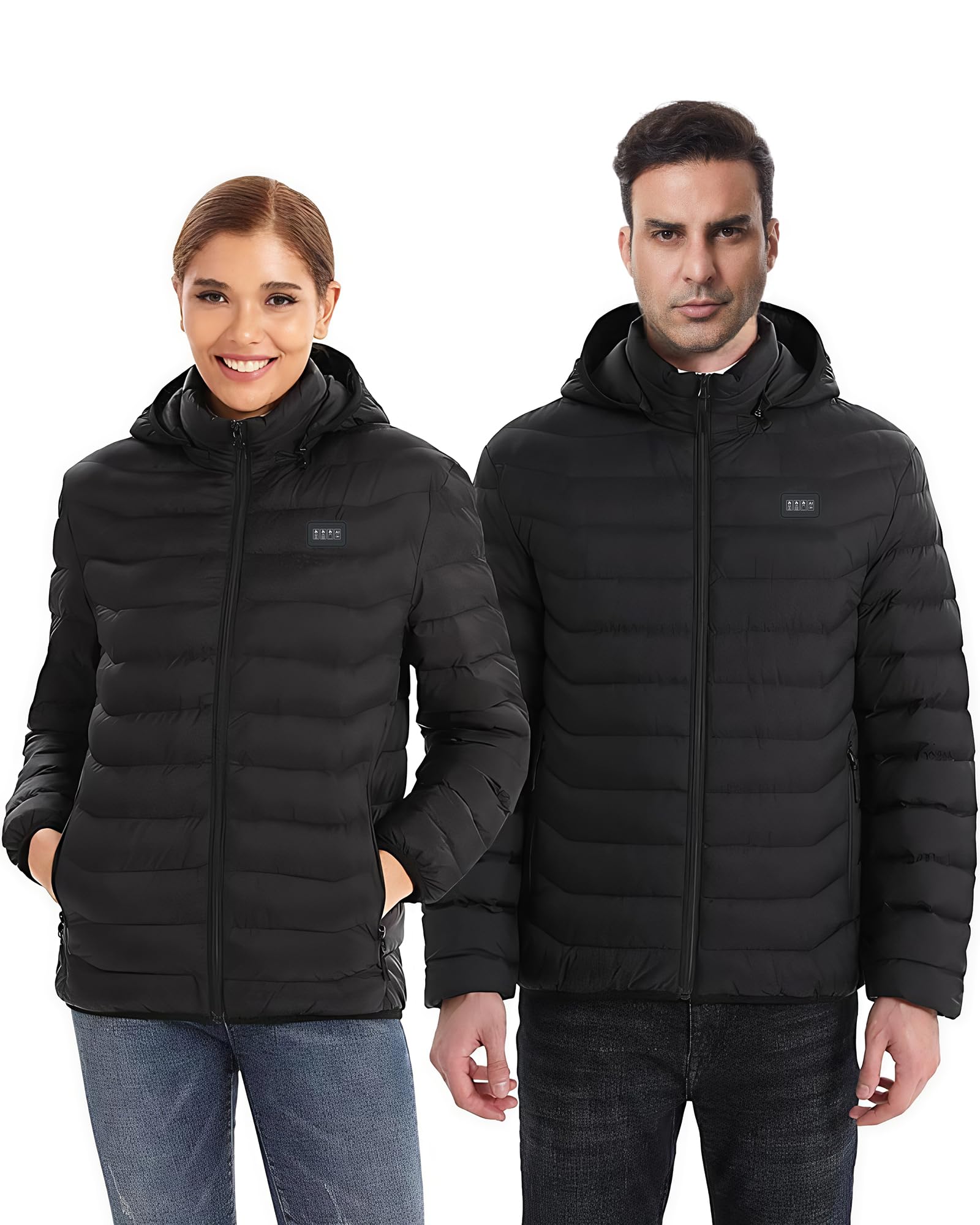 Monave Veste Chauffante Homme Femme Doudoune Chauffante avec 27 Coussins Chauffants en Fibre de Carbone, 3 Niveaux de Température pour Pêche Ski Activités de Plein Air(Pas de batterie incluse)