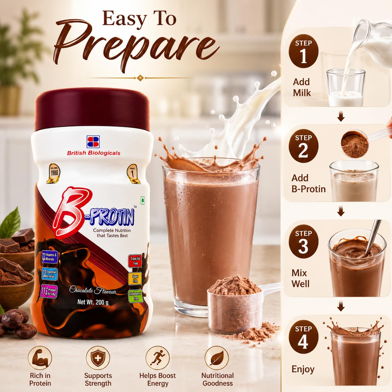 B-Protin Chocolate Nutritional Supplement Powder 200g — Amazon image 6