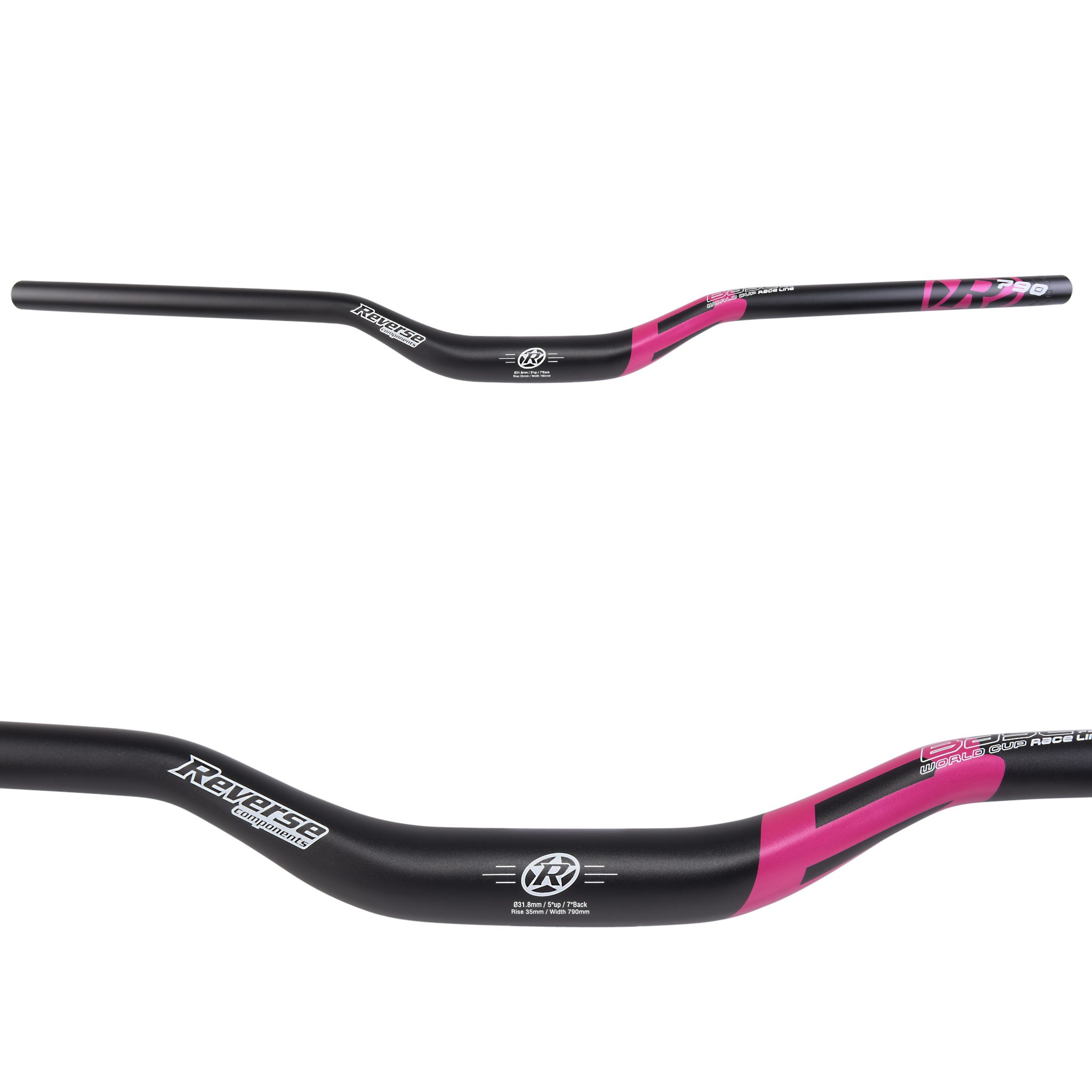 Reverse Base Fahrrad Lenker 31.8mm 790mm schwarz/pink: Größe: 35mm Rise