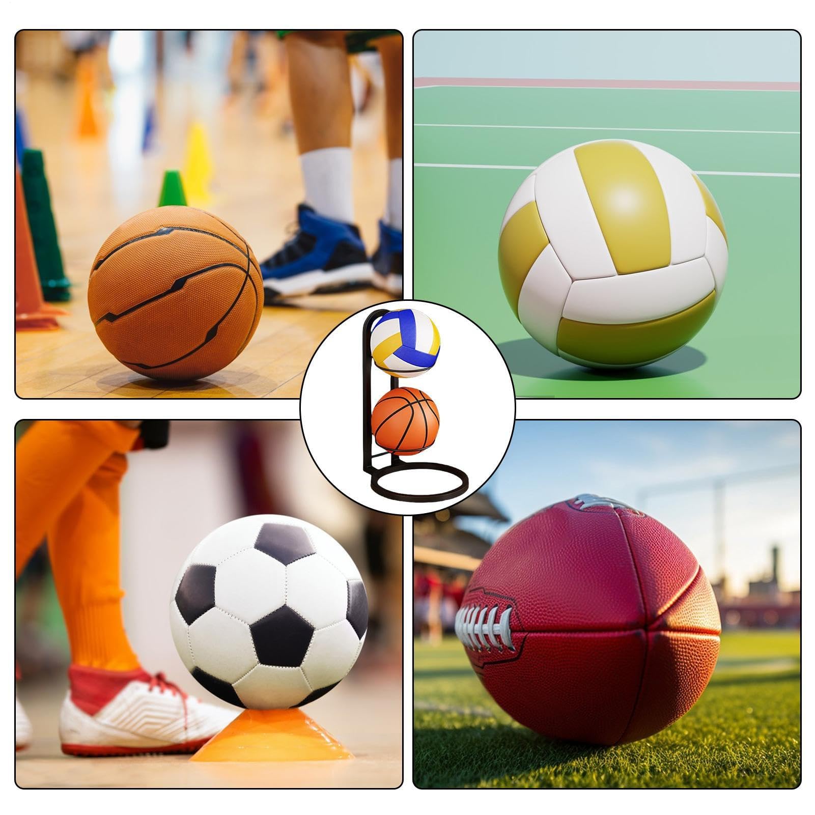 Espositore multifunzione per palloni da pallavolo in ghisa resistente, multi-strato, per palloni sportivi e elegante supporto per palline