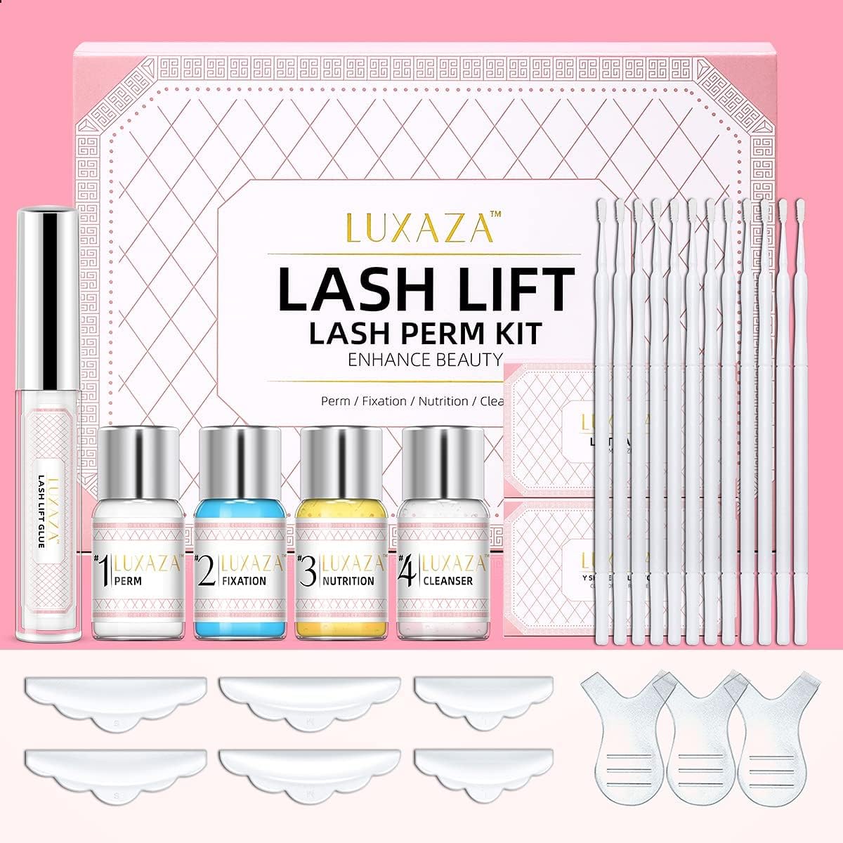 Lash Lift Kit Emi-Permanent,Diy Eyelash Extension Kit,LUXAZA Professional Curling Perm Starter Kit Wave for Home Use & Salon