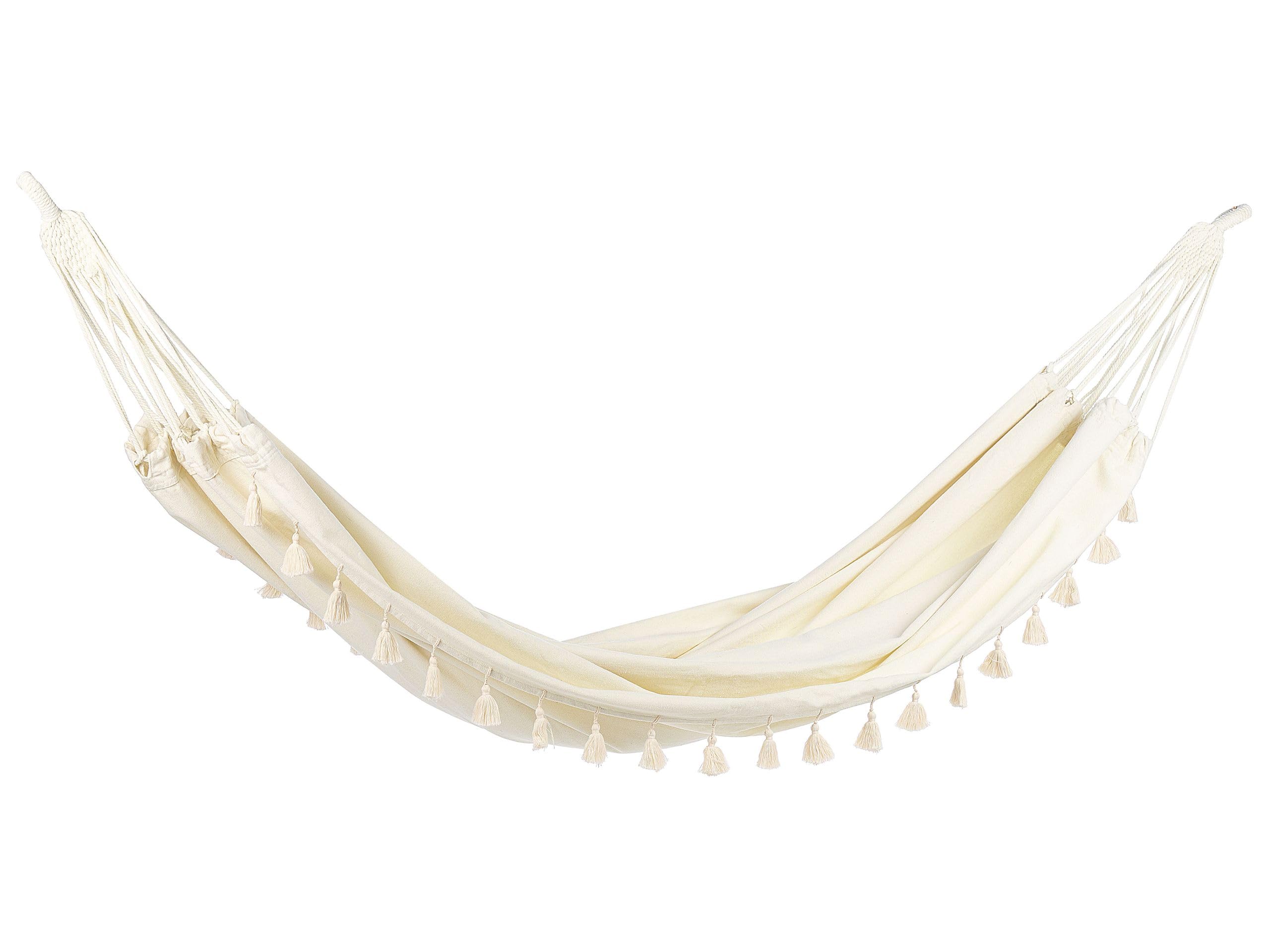 Hamaca de algodón poliéster Blanco Crema Colgante Interior Exterior Vercelli