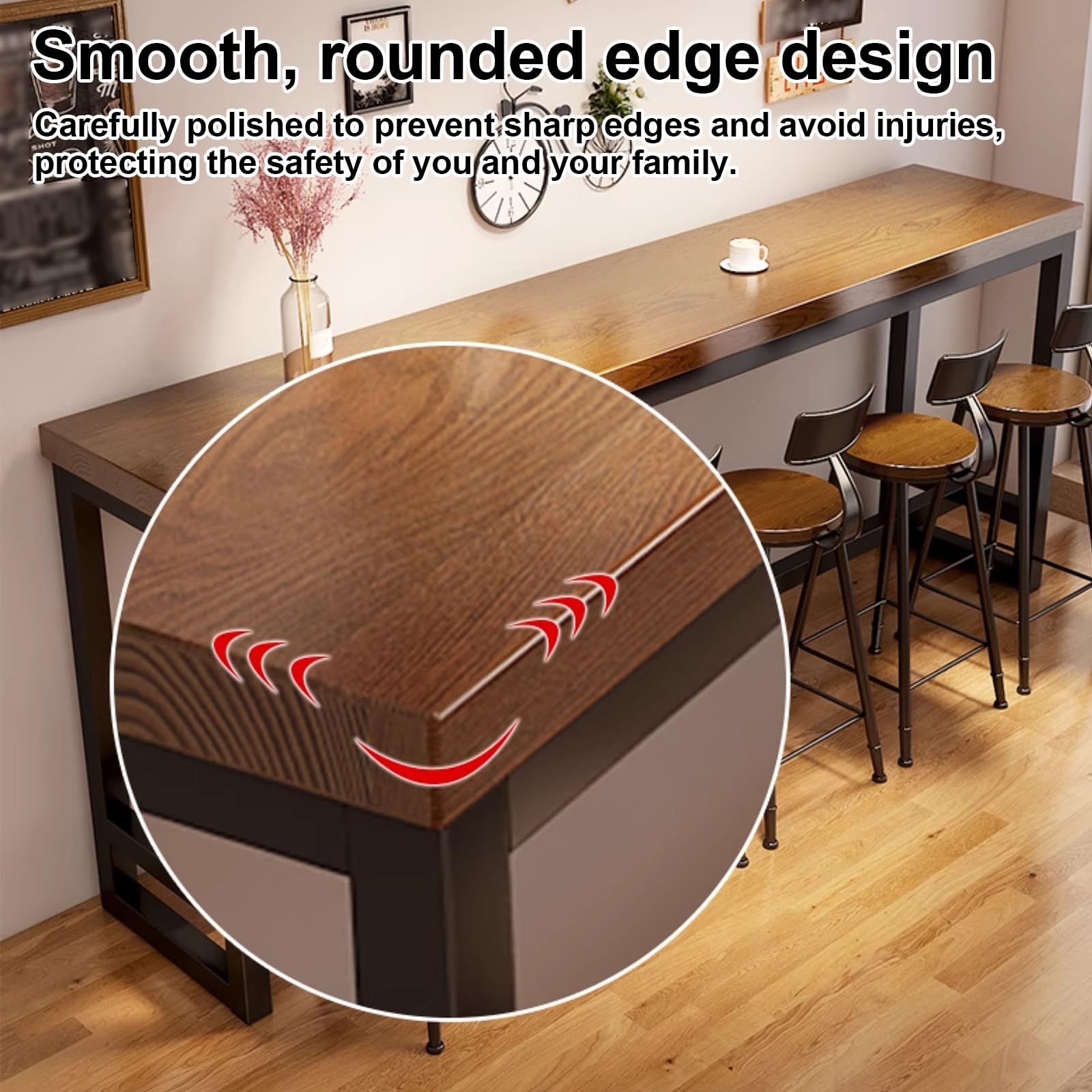 Table de bar d'extérieur, table haute de comptoir en bois massif, table de café, 5 cm d'épaisseur, table pour petits espaces