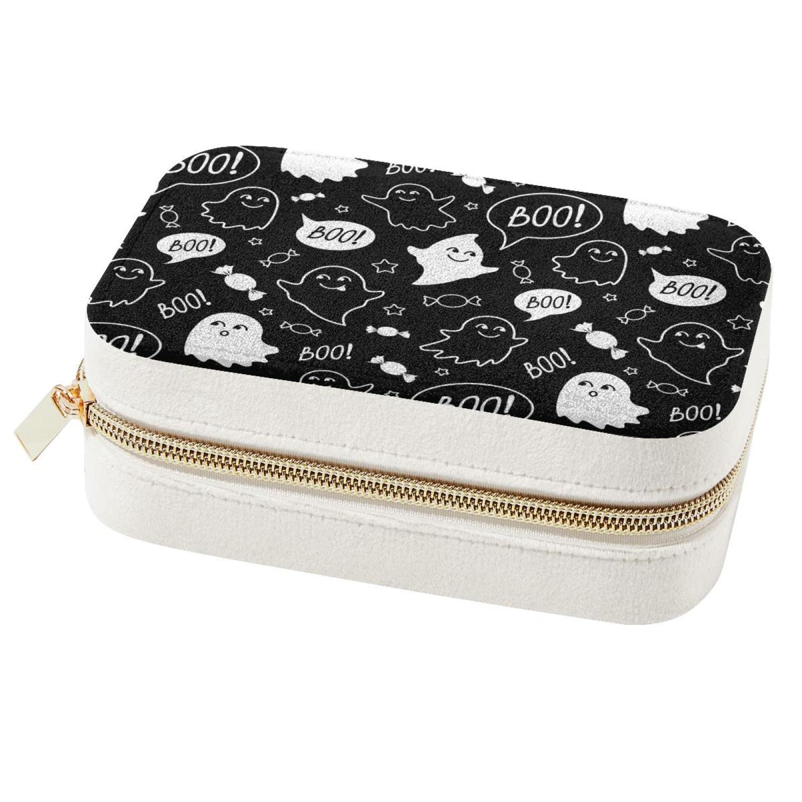 Boîte à bijoux portable Boo Halloween idéale pour organiser vos bagues et colliers en voyage