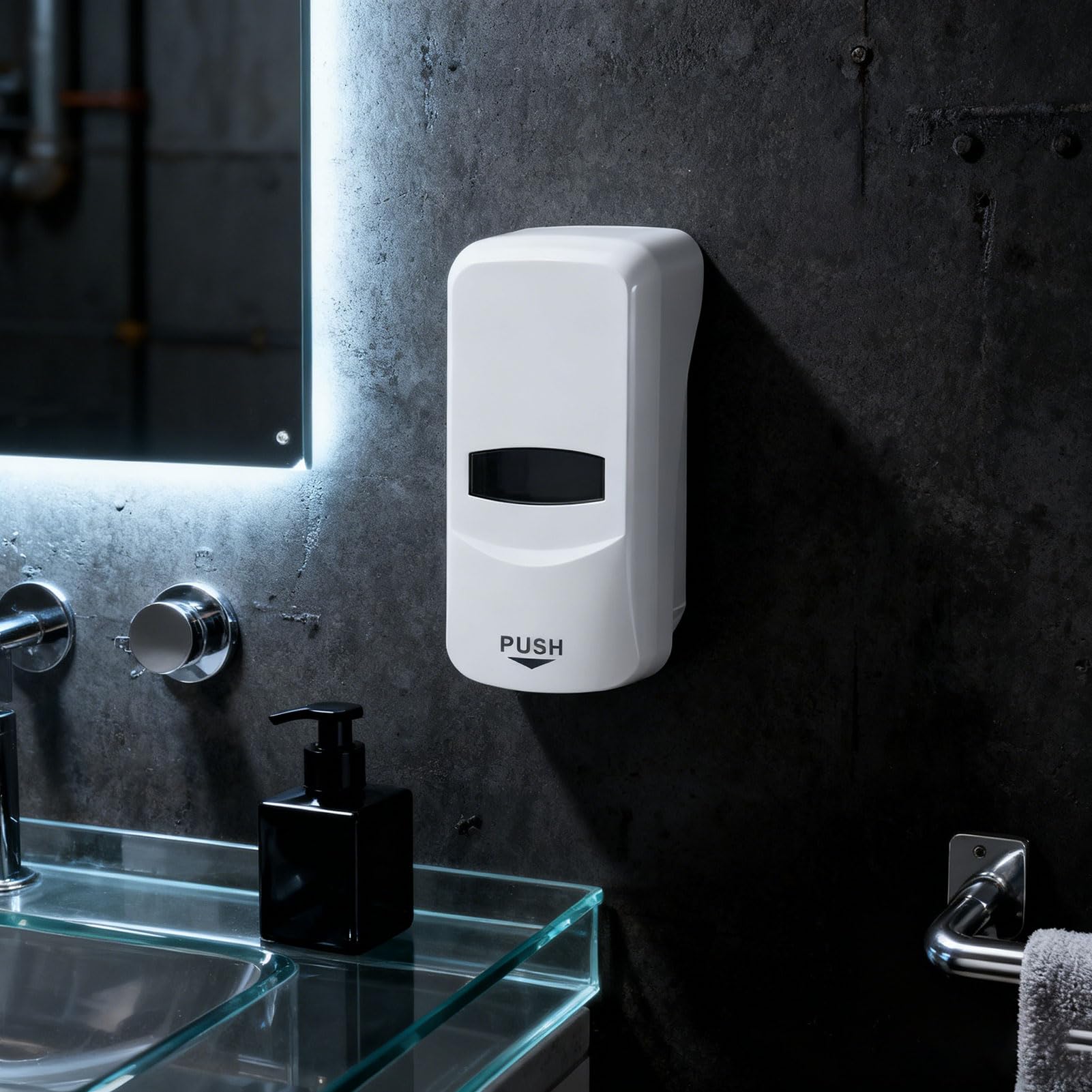 Dispensador de Jabón Manual para Jabón Líquido Espuma de Mano Cocina Baño Montaje en Pared 1L con Botón Grande