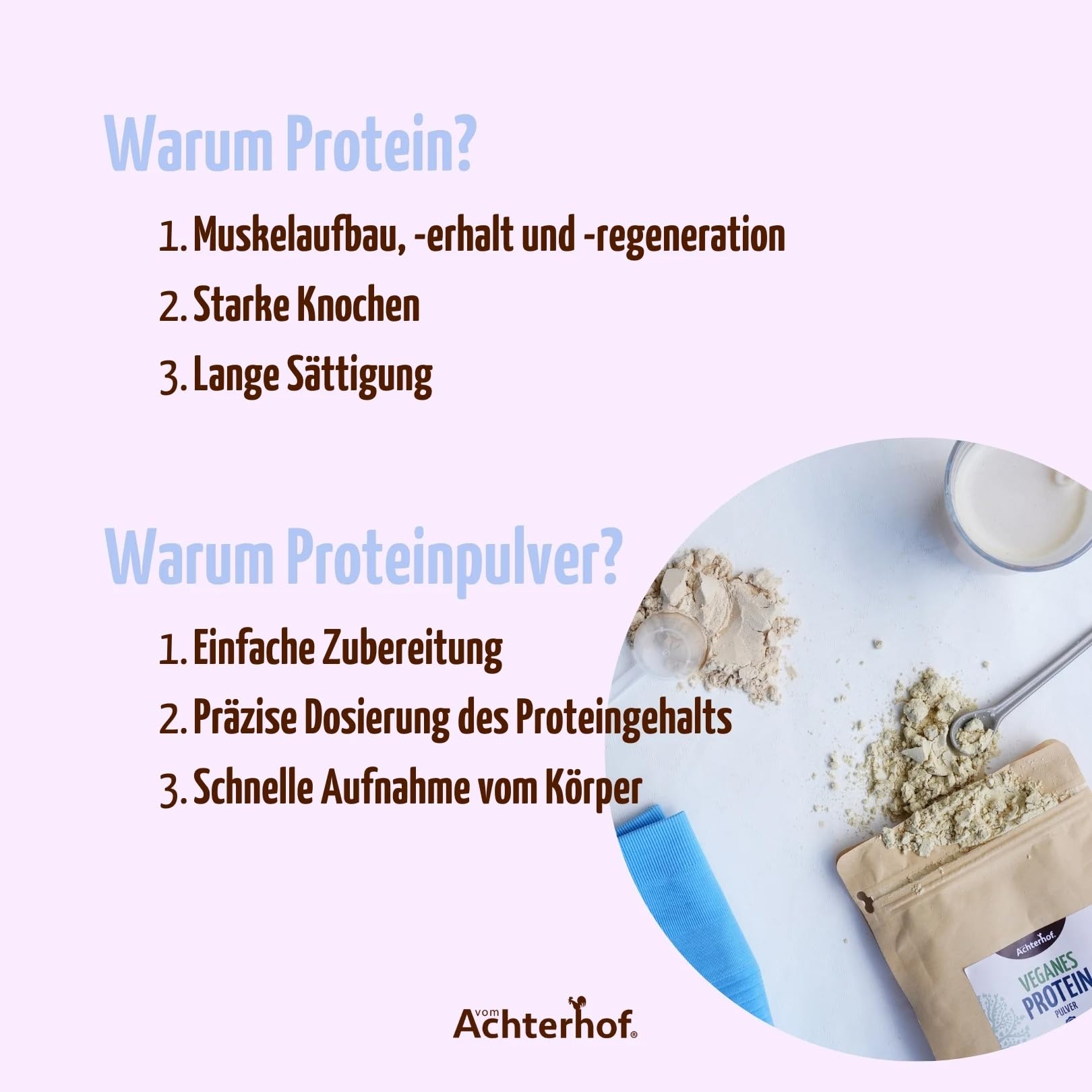 Erbsenprotein Bio | 1 KG | 80% Proteinanteil | Veganes Proteinpulver | direkt vom Achterhof