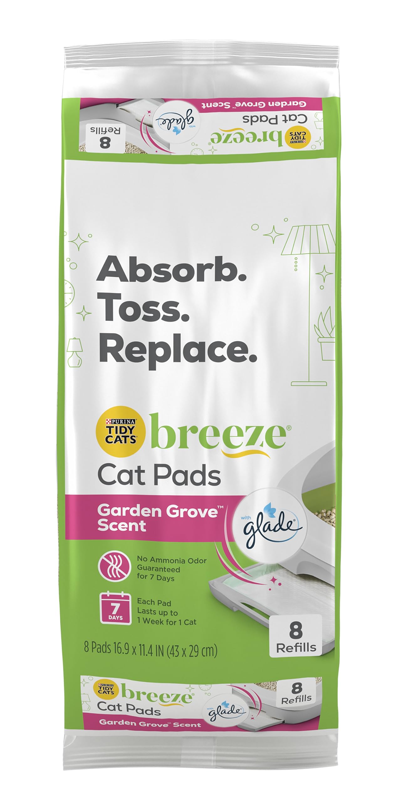 Purina Tidy Cats Breeze Multi-Cat Strength Refill 3 Pack = 24 Pads Litter System