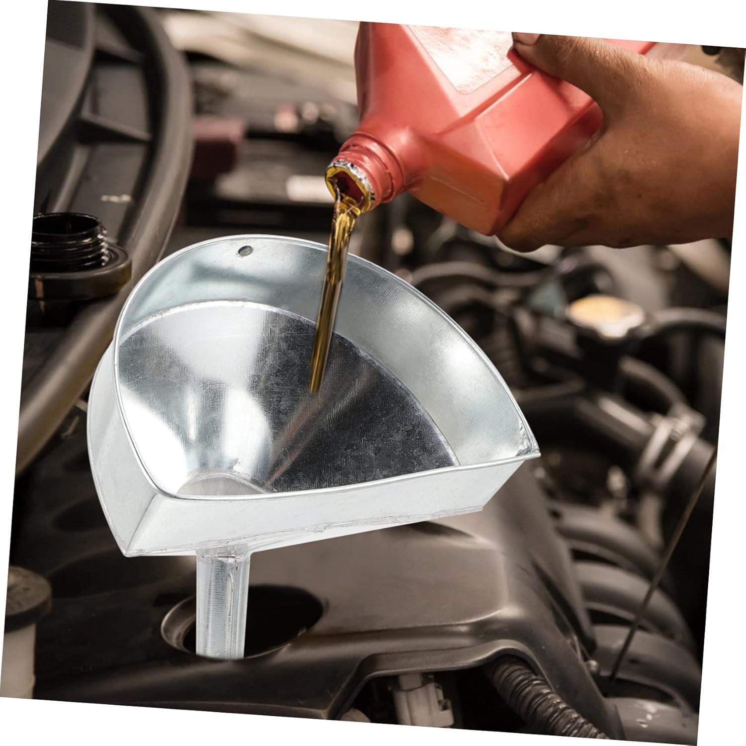 Safety Auto Funnel for Car Gas Oil Filling Funnel Filter Screen Sturdy Metal Design for Longevity