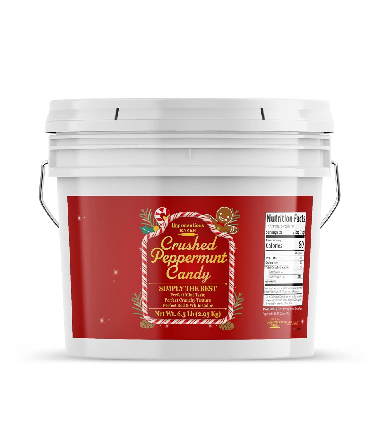 Unpretentious Crushed Peppermint Candy Pieces, Cookies, Brownies & Other Treats (6.5 Pound)