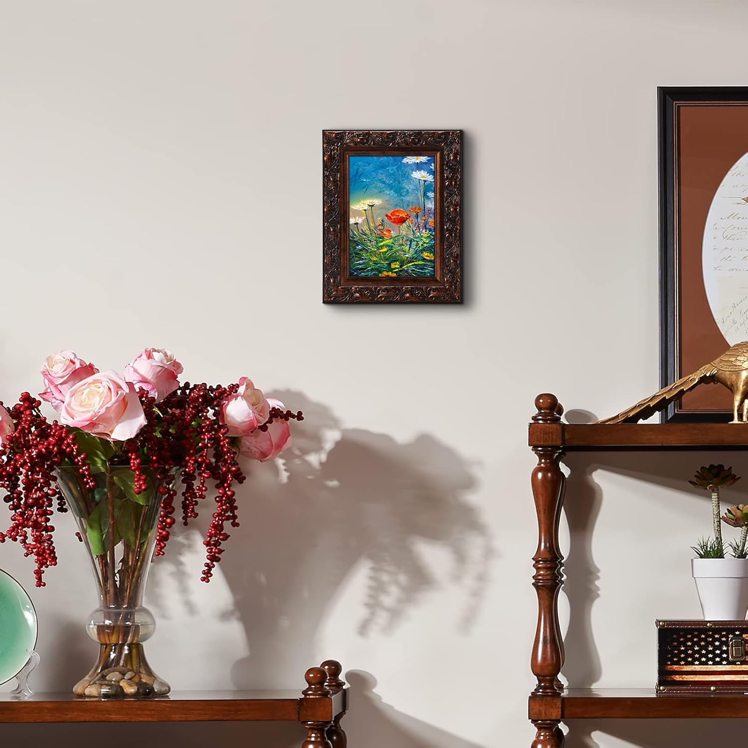 MEBRUDY 5x7 Picture Frames Set of 2, Vintage Antique Photo Frames for Wall Mount or Table Top, Brown -