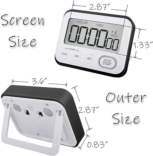 Miniatura 10 de Temporizador digital de cocina, alarma magnética fuerte, pantalla LCD grande silenciosapitido multifunción para profesores, aula, niños, azul cielo