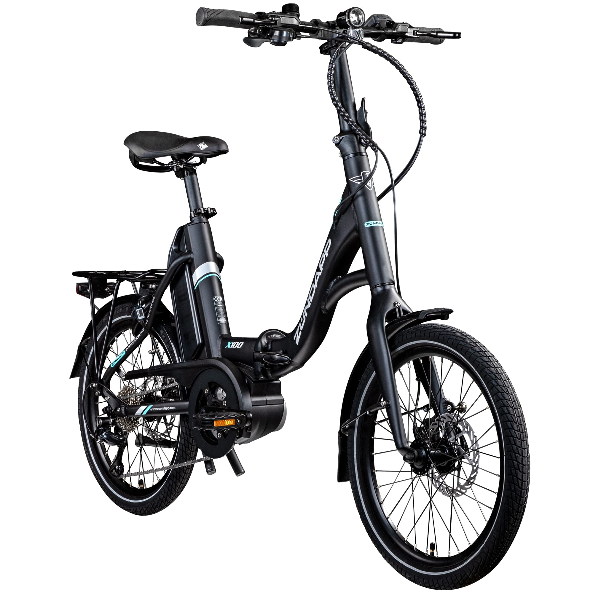 ZÜNDAPP X100 E Bike 20 Zoll Klapprad für Damen und Herren 150-190 cm Bosch Ebike Mittelmotor mit 9 Gang Nabenschaltung Elektro Fahrrad 400 Wh Akku Faltrad