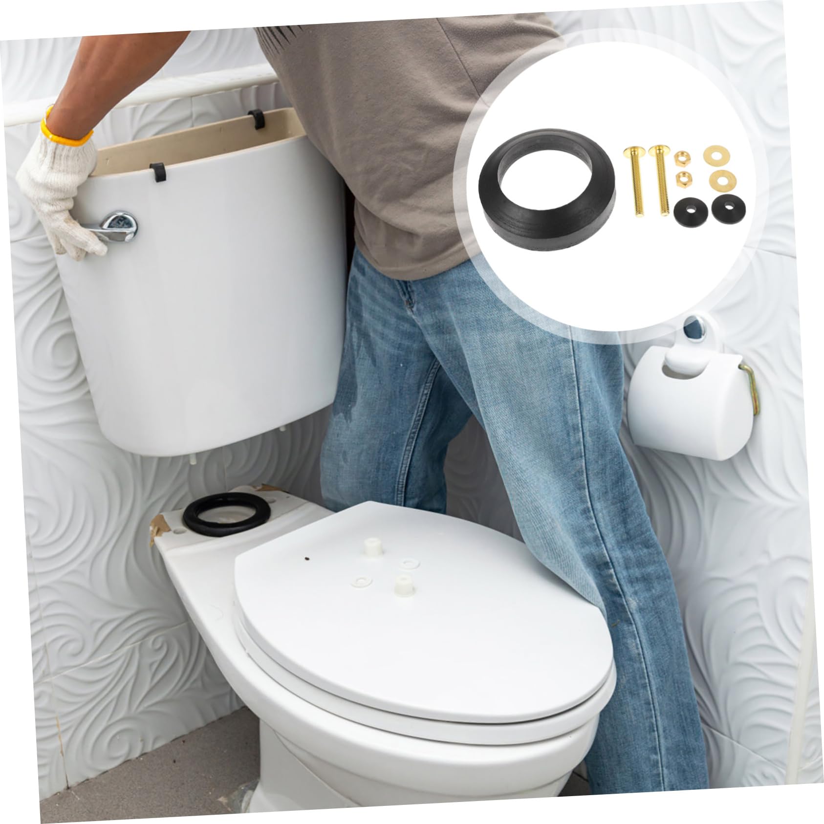 Tofficu 3 Sätze Premium Ersatzteile für Toilettenspülkasten Dichtungen und Waschmaschinen Installieren für Toiletten Langlebige Materialien und Praktische Anwendung für Hygienische Frische