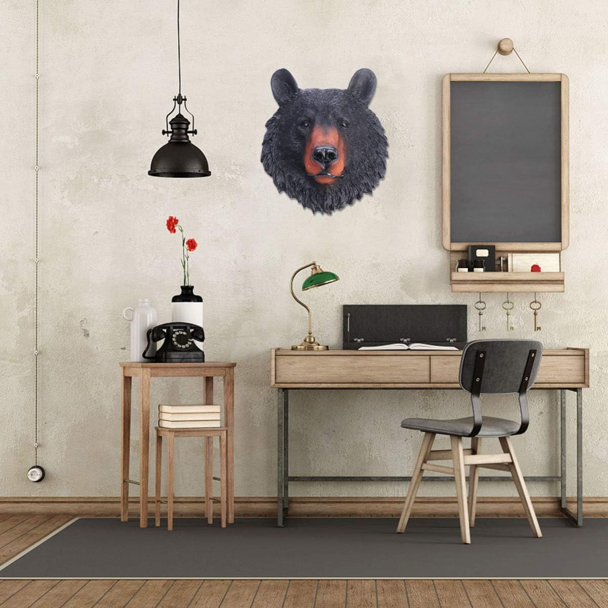 VOSAREA Animal Head Wall Art Resin Bear Head Plaque Wall Sculpture Bear Face Mini Bust Wall Hanging Decoration for Indoor Study Room Ornament