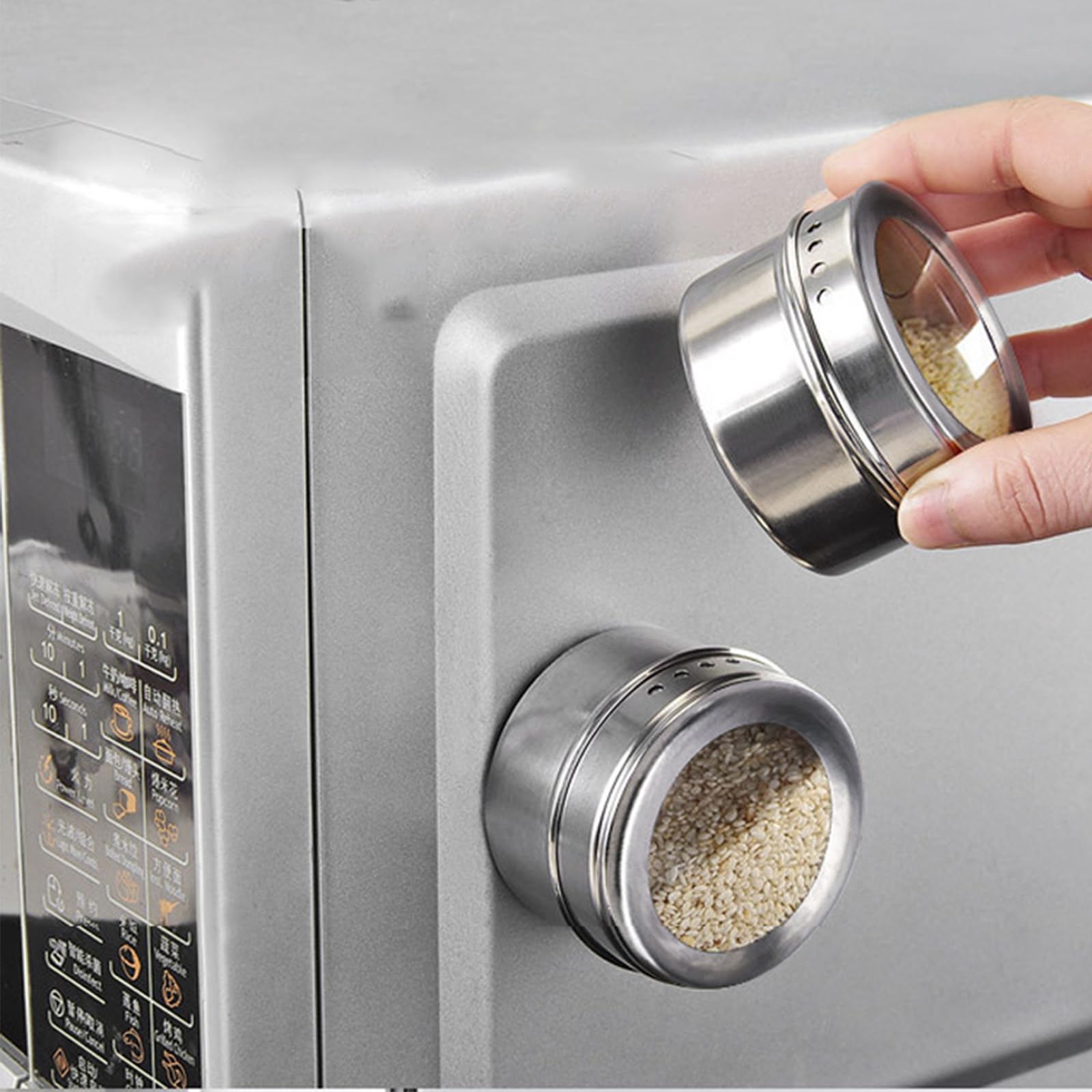 ステンレス 調味料入れ 12個セット Amazon｜蓋とシャーシ付き磁気スパイスジャー12個、ステンレススチール