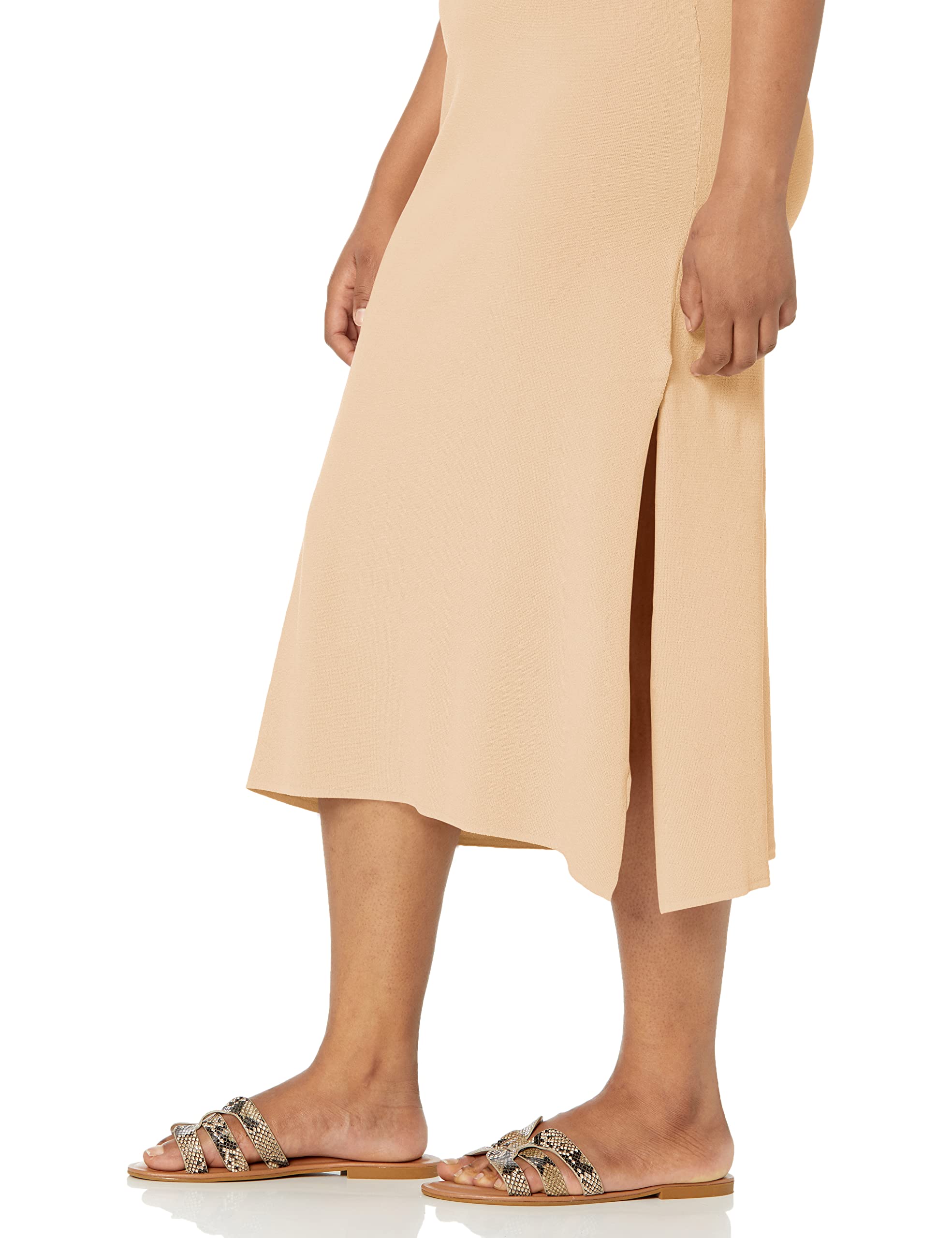 The Drop Women's Gabriela High Neck Cut-in A-line Side-Slit Maxi Sweater Dress